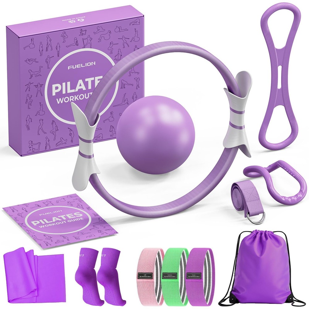 Fuelion Pilates Ring Set for Women, Home Workout Medium-Level2, Purple