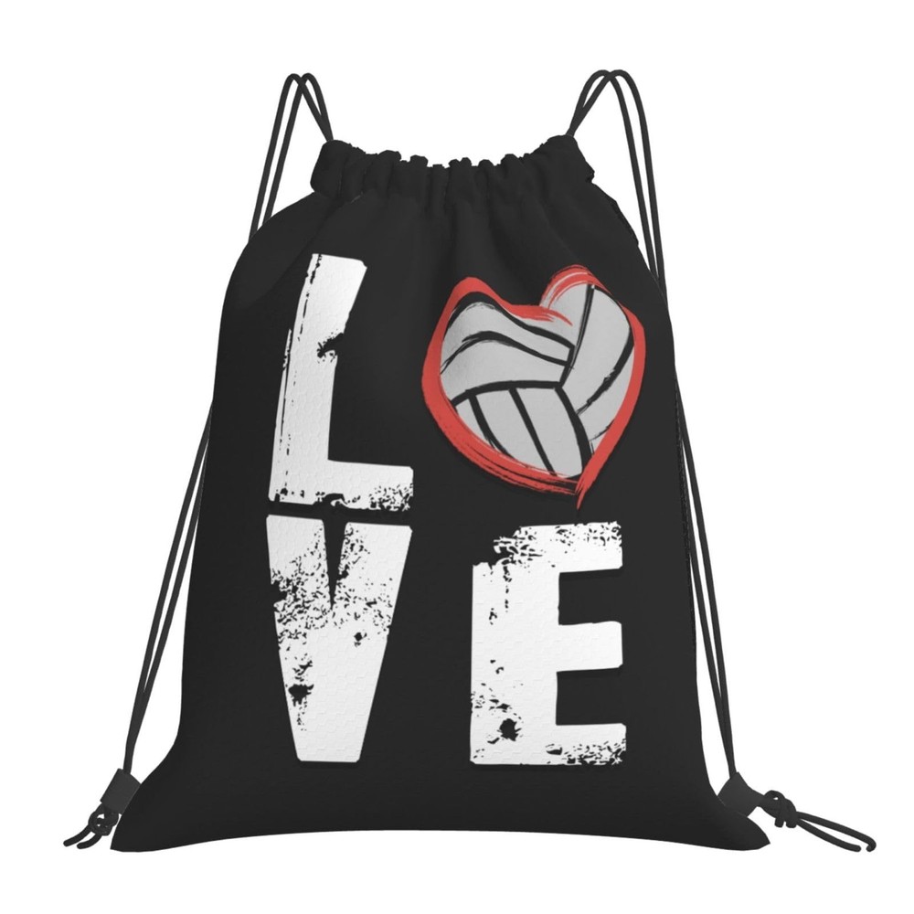 Love Volleyball Unisex Drawstring Backpack Bag Sport Gym Travel Swim Sackpack