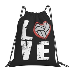 Love Volleyball Unisex Drawstring Backpack Bag Sport Gym Travel Swim Sackpack