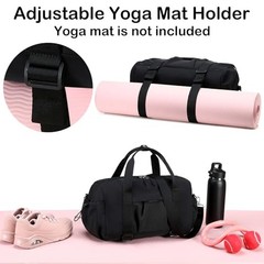 Small Gym Bag for Women, Mini Duffle Bag with Yoga Mat Holder Mini-14″ Black