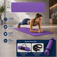 Large Yoga Mat 6mm Thick Home Exercise Non-Slip Gym Exercise Mat 72″x24″(Purple)