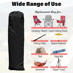 Replacement Carrying Bag for Foldable Camp Chairs, Hammock, Yoga Mat, Black