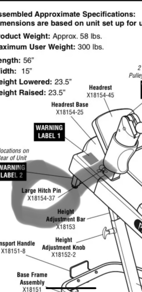 Pilates Power Gym Plus (Parts Only) Text Me Large Pin Hitch For Shoulder Pads