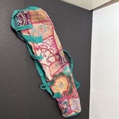 Boho Yoga Mat Bag Carrier Sling Blue Green Canvas Ethnic Geometric Pilates