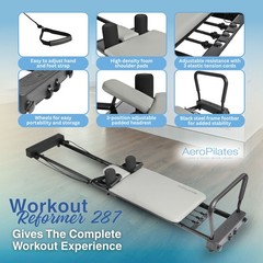 Stamina AeroPilates 287 Folding Pilates Workout Reformer Machine w/o Rebounder