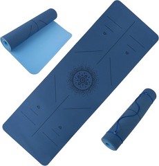Non-Slip Yoga Mat W/ Alignment Marks – Lightweight Exercise Mat W/ Carry Strap