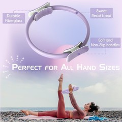 EgoNova Pilates Ring Set: 14-Inch Magic Circle with Dual Padded 8-10, Purple