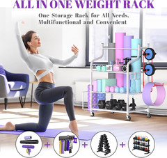 Yoga Mat Storage Racks,Home Gym Storage Rack for Dumbbells Kettlebells Foam Roll