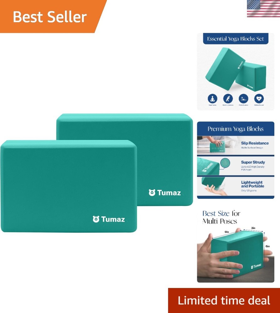 Lightweight Non-Slip Yoga Blocks Set – Eco-Friendly EVA & Cork, Includes E-Book