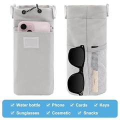 Adjustable Grey Strap Water Bottle Holder with Strap Carrier