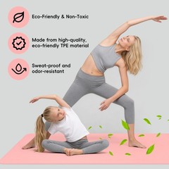 Extra Wide Yoga Mat 72″ x 32″, 6mm Non Slip TPE Exercise Mat with Carrying St…