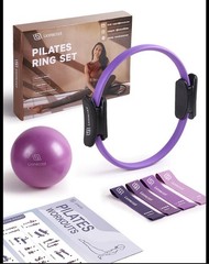 Pilates Ring Set – 14″ Anti-Deformation Magic Circle with Padded Handles, Pink