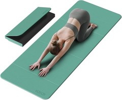 Foldable Extra Large Yoga Mat 74″×31.5″, 8mm Double-Sided Non Slip Lightweigh…