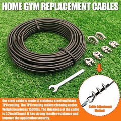 Replacement Cables for Home Gym, 65.6/98.4 Ft Fitness Pulley Cable, 5mm TPU C…