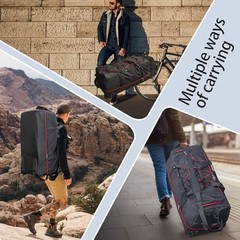110L Expandable to 140L 32” Foldable Oxford Soft-Sided Rolling Duffle Black Red