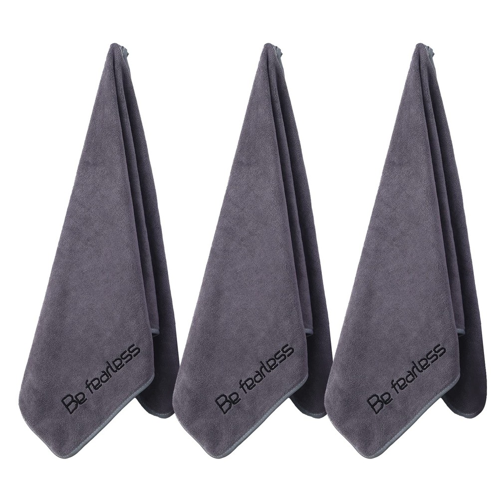 Wuwahold Microfiber Gym Towels Bigger Size Super Soft 3P-15×31 inches, Grey
