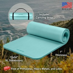 Retrospec Solana Yoga Mat 1″ Thick w/Nylon Strap for Men & Women – Non Slip Exer