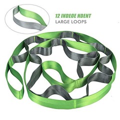 Yoga Straps Stretching Strap with 12 Loops Workout Poster, Straps Green+Grey