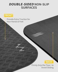 Yoga Mat 72″ x 48″ Large Workout Mat for Home Gym Flooring |-12mm 6mm BLACK