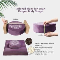Meditation Cushion Set Buckwheat Hull & Memory Foam Adjustable Floor Pillow