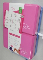 Tolbi 2 Yoga Blocks w Stretch Strap 9 x 6 x 3in Pink Blue Dense EVA Foam Sealed