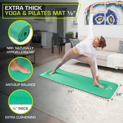 Extra Thick Yoga and Pilates Mat ½” (13Mm), 71-Inch Long High Density Exercise M