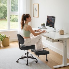 Ergonomic Criss Cross Legged Office Chair W/ Wheels 360°Swivel Adjustable Height