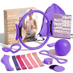 Pilates Kit for Home Workouts, 16 PC Pilates Equipment Ring and Ball Set, Pil…