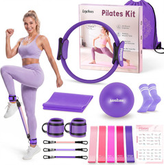 Home Pilates Essentials Kit for Women, Magic Circle Pilates Equipment Ring and B