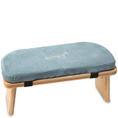 Bamboo Meditation Bench, Folding Meditation Stool with Cushion, Blue