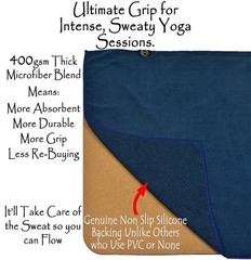 Hot Yoga Mat Towel with Sweat Towel 2-Pack Oceanic Blue