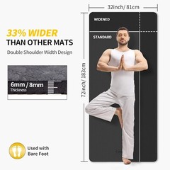 Extra Wide TPE Yoga Mat 72″x32″x1/4″ – Non-Slip Comfort for Yoga & Pilates