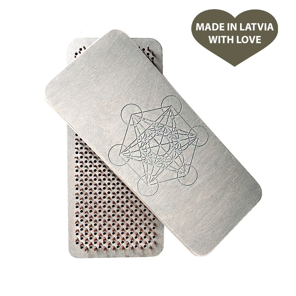 Sadhu board with Copper nails “Metatron’s Cube”, Foot massage Reflexology