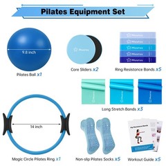 Pilates Ring Set, Essentials Kit for Home Workouts Women, 18-Pieces