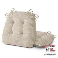 Dining Chair Cushions Set of Non Slip 18″X18″X3″ | Thick,Textured 2 Beige