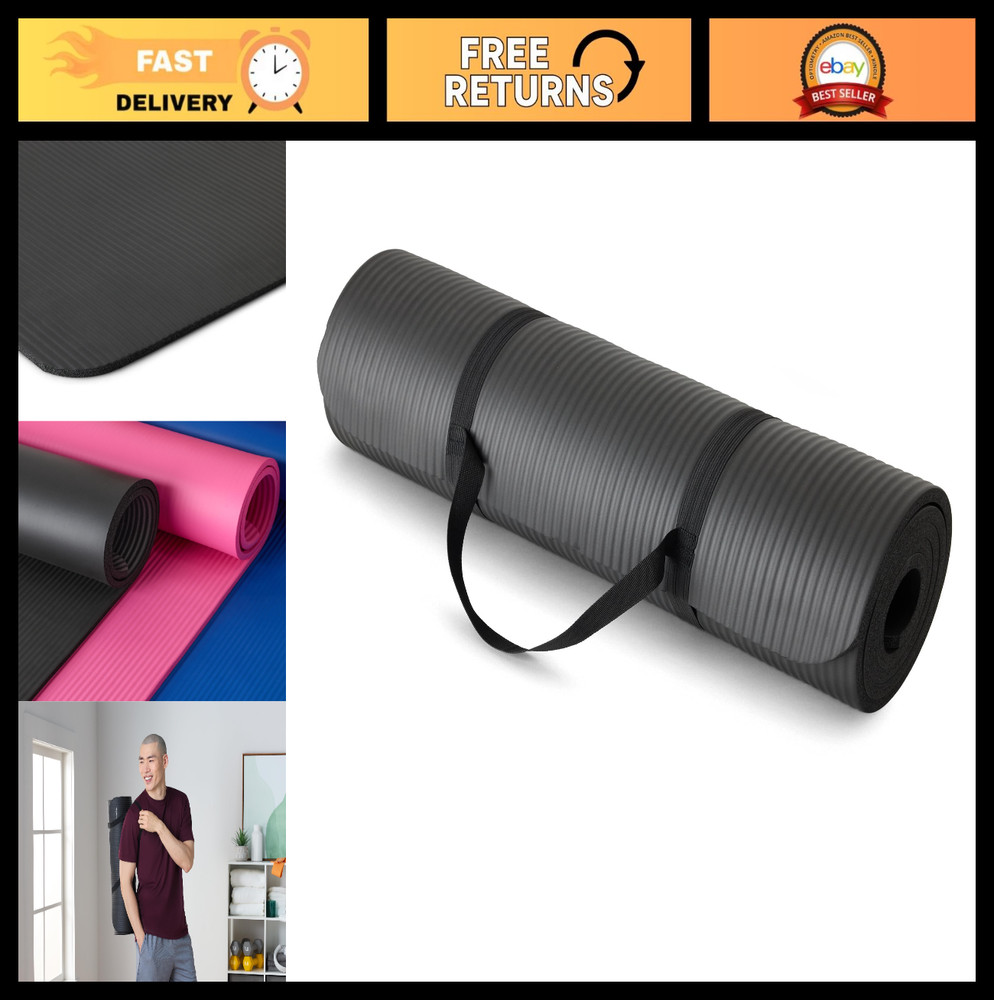 Extra Thick Yoga Mat with Carrying Strap – Non-Slip, Durable Fitness Mat