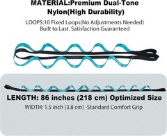 86-Inch Yoga Stretching Strap with 10 Loops for Enhanced Flexibility