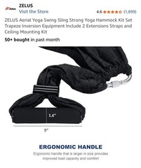 ZELUS Yoga Swing Black Retractable Buckles Kit w/ Straps, Hooks, Bag