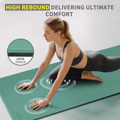 Foldable Extra Large Yoga Mat 74″×31.5″, 8mm Double-Sided Non Slip Lightweigh…