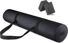 1/4 Inch Yoga Mat Exercise Mat Yoga Pilates Mat w/ Yoga Blocks and Carrier Strap