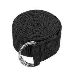 Yoga Strap with Adjustable Metal D Ring Buckle, 8.2ft & Black