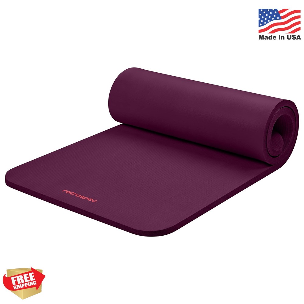 Retrospec Solana Yoga Mat 1″ Thick w/Nylon Strap for Men & Women – Non Slip Exer