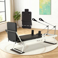 Foldable Pilates Reformer with Jump Board & Adjustable Resistance for Home Gym