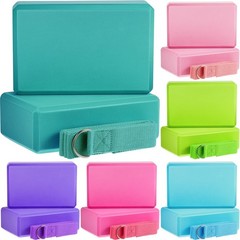 18 Pcs Yoga Block & Strap Set – 12 EVA Foam Blocks + 6 Adjustable Straps for Pil