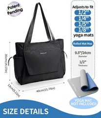 Yoga Mat Bag Tote Yoga Gym Bags For Women Men with Waterproof Wet Pocket & Ho…