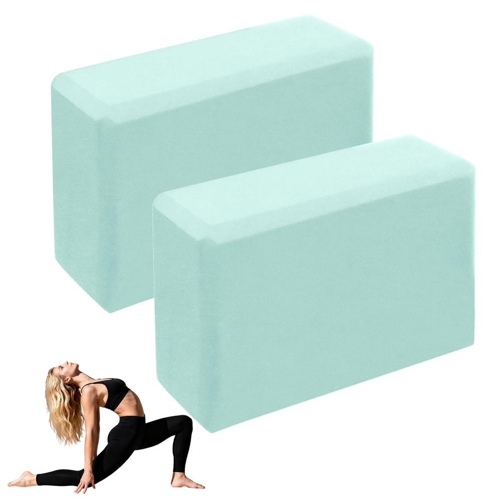 Leikefitness Yoga Blocks 2 Pack,Lightweight-High Density Eva Foam Soft Green