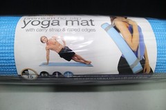 Bollinger premium no-slip yoga mat with carry strap and piped edges Blue