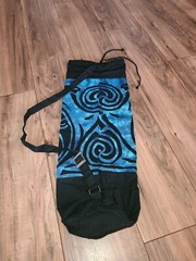 Ancient Circles Draw String Yoga Mat Bag Blue Tie Dye Shoulder Strap