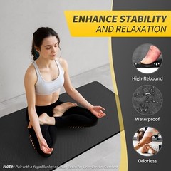 Yoga Mat for Women Men Kids, 1/3 & 1/4 & 2/5 Inch Extra 72*24*0.24 inch Black