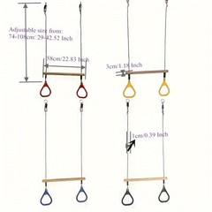 Swing Sets for Backyard, Wooden Trapeze Swing Bar Rings-Outdoor Play Equipment